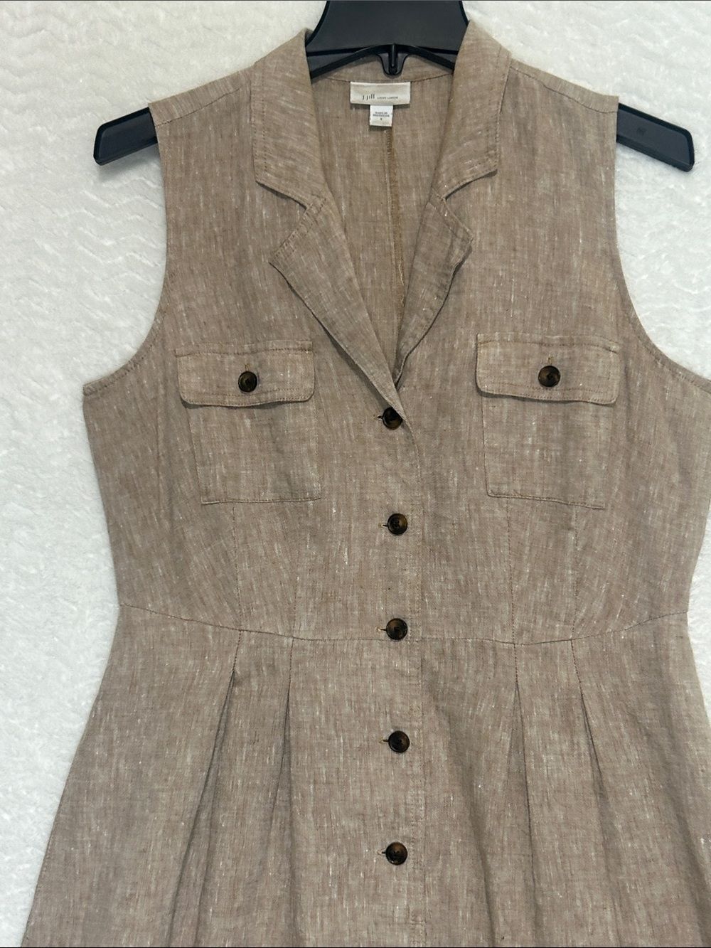 J. Jill Brown 100% Linen Dress Size‎ Small S I Love Linen Coastal Grandma EUC - Picture 3 of 12